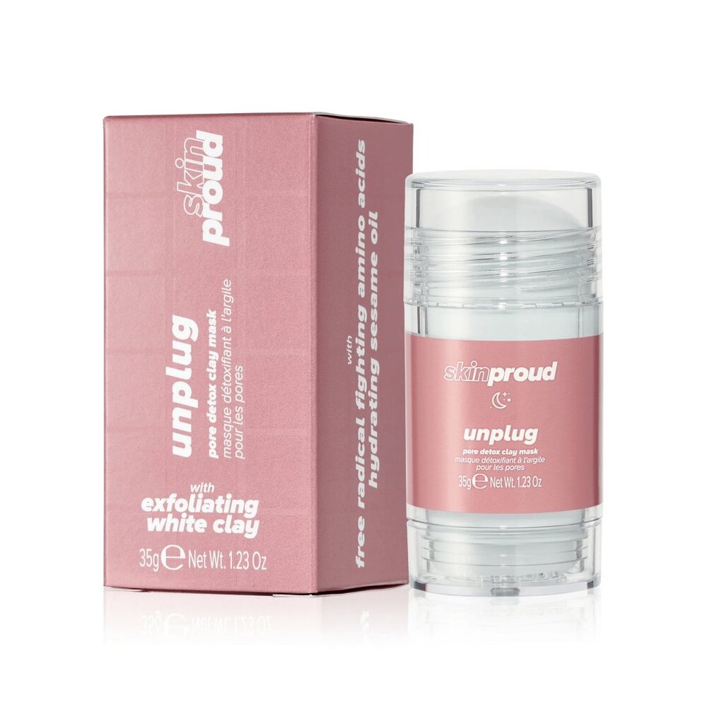 Skin Proud Unplug Pore Detox Clay AHA Face Mask, 100% Vegan, 1.23 oz